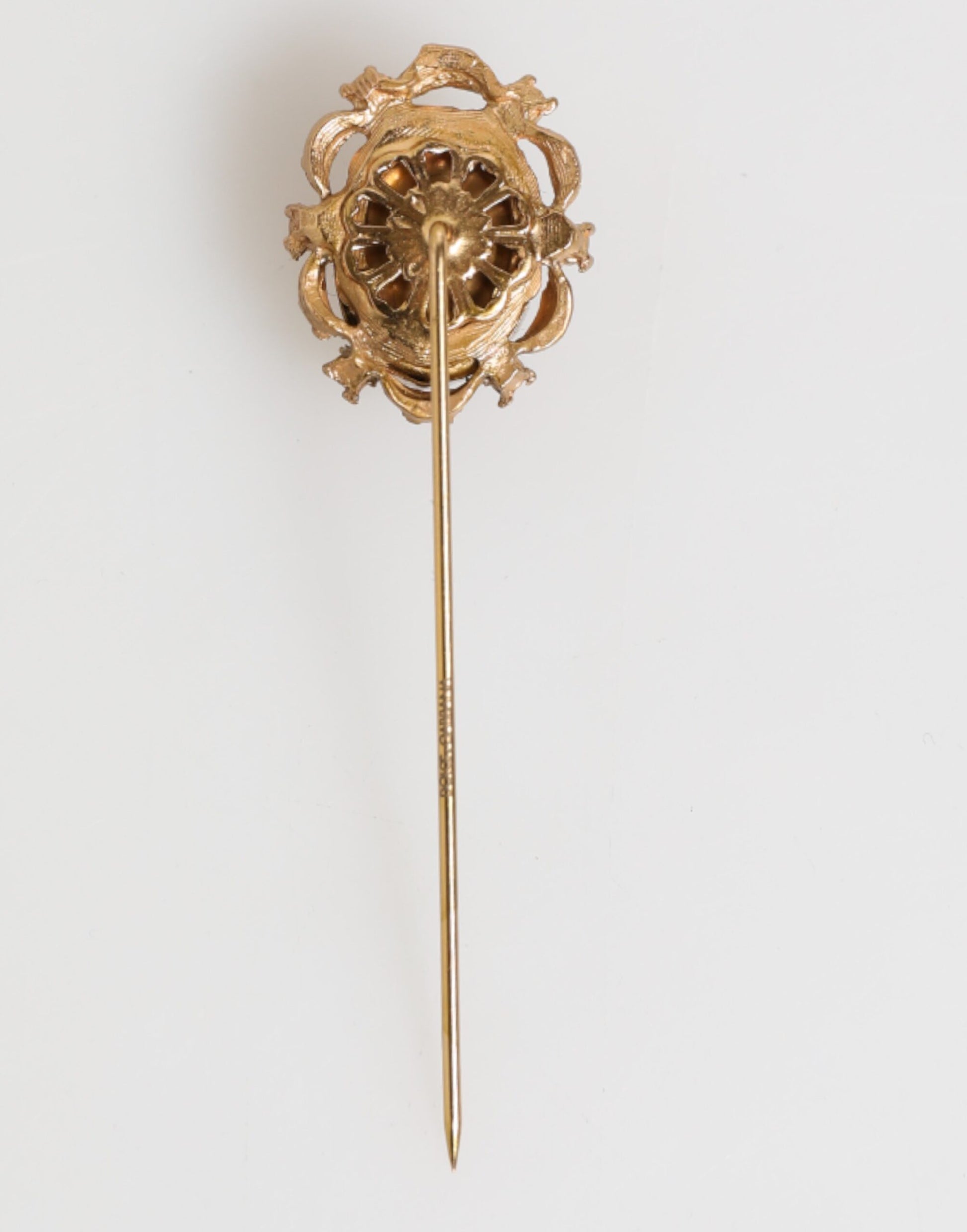 Dolce & Gabbana Gold Tone Green Stone Antique Men's Accessory Brooch Pin