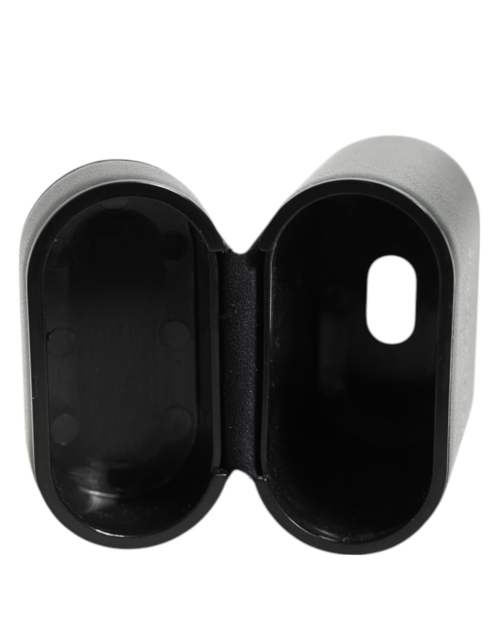 Dolce & Gabbana Black Leather Logo Print Flip Holder Airpods Case