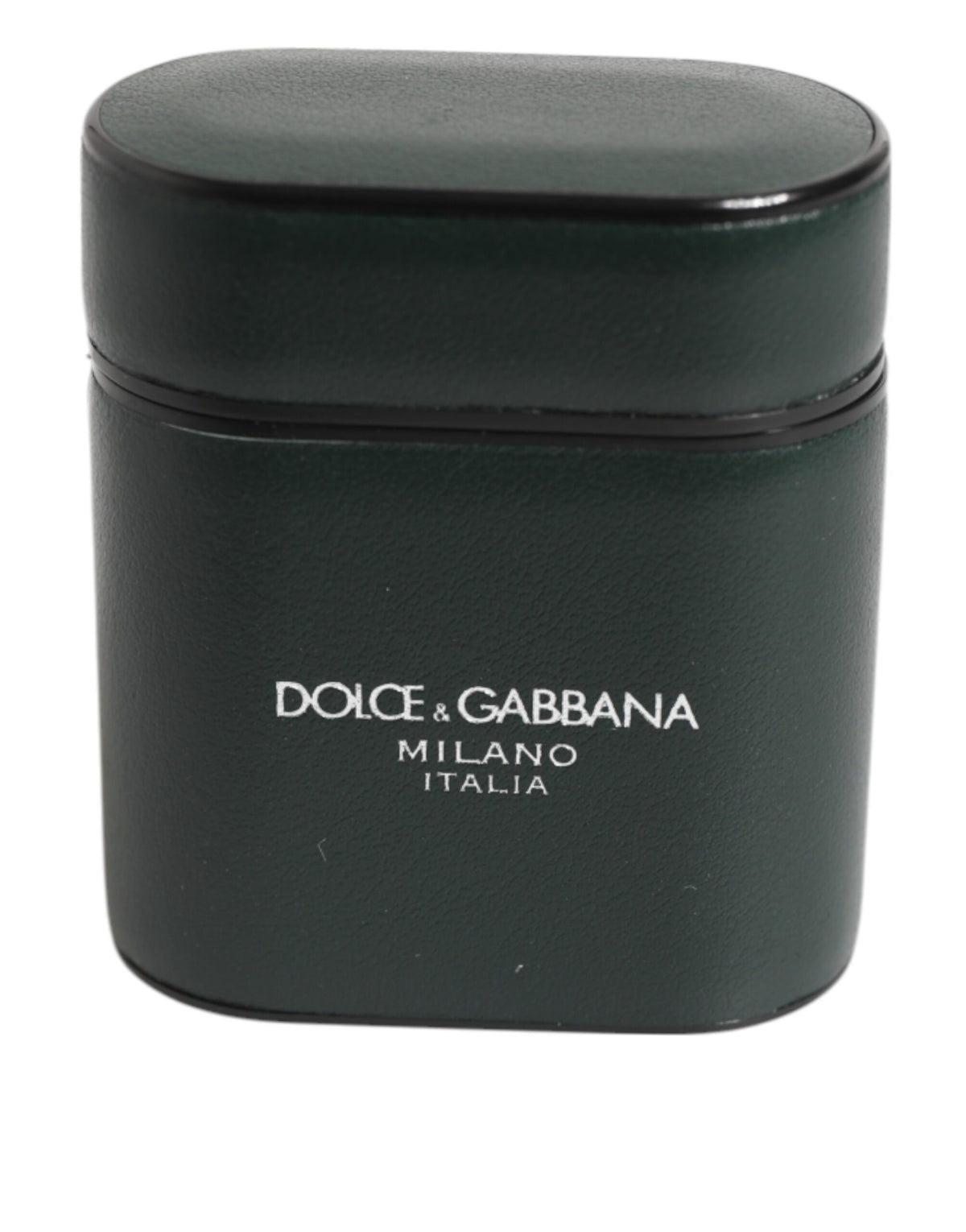 Dolce & Gabbana Black Leather Logo Print Flip Holder Airpods Case