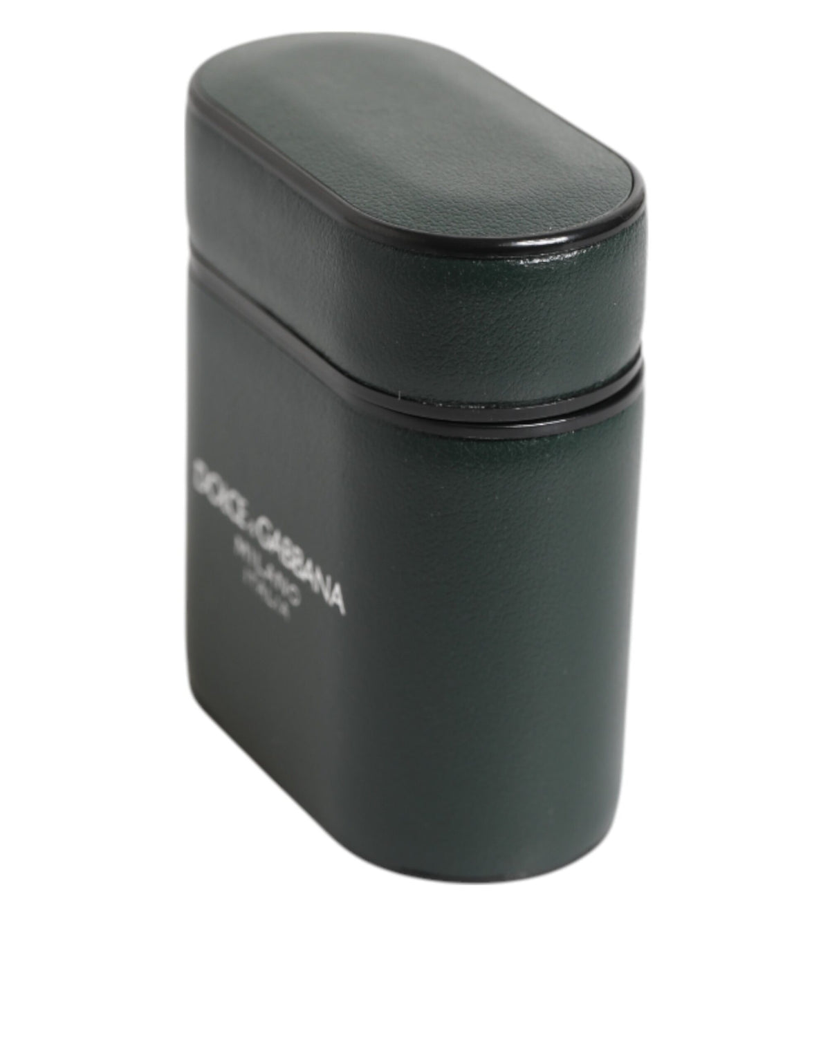 Dolce & Gabbana Black Leather Logo Print Flip Holder Airpods Case