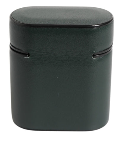 Dolce & Gabbana Black Leather Logo Print Flip Holder Airpods Case