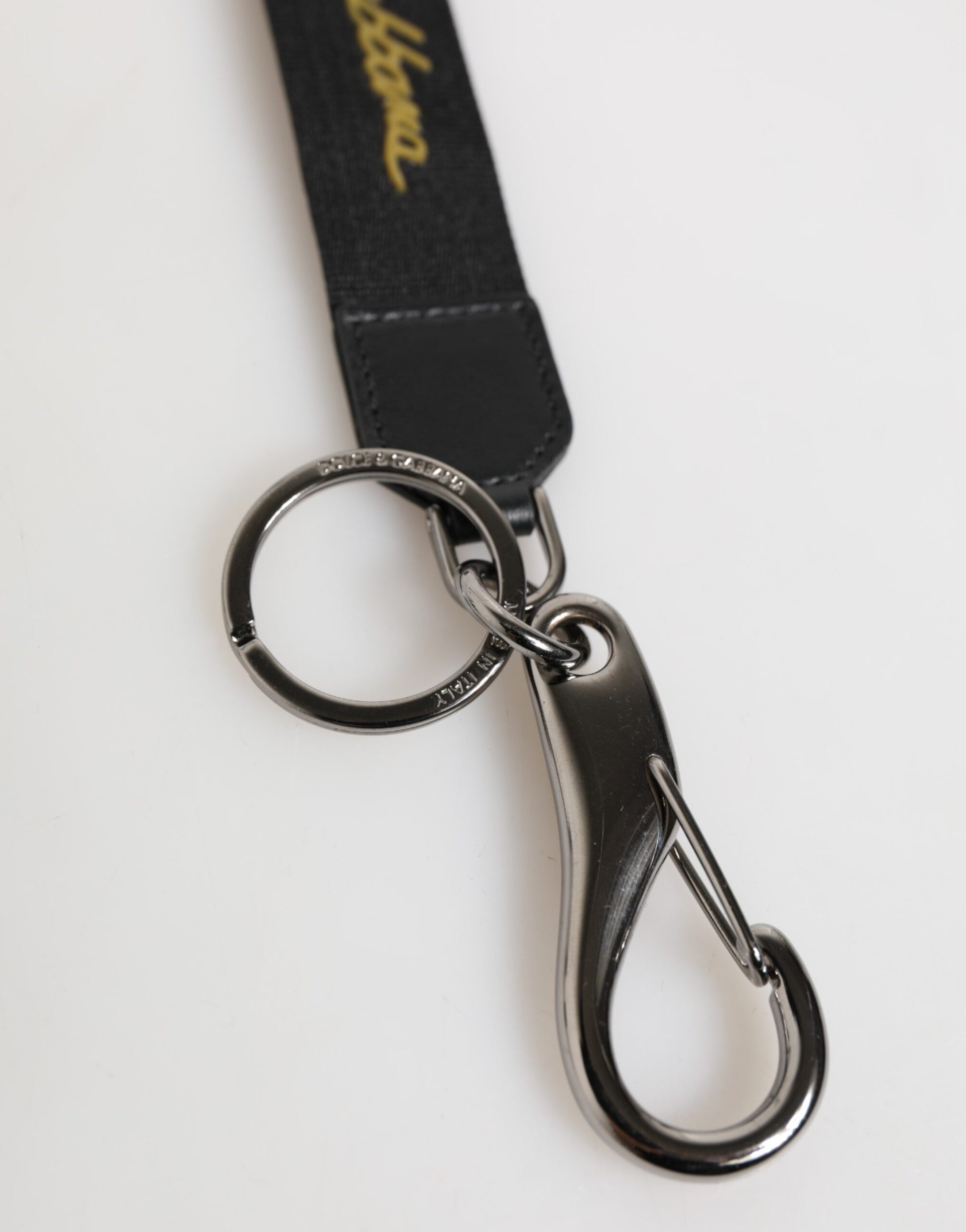 Dolce & Gabbana Black Yellow DG Logo Keychain