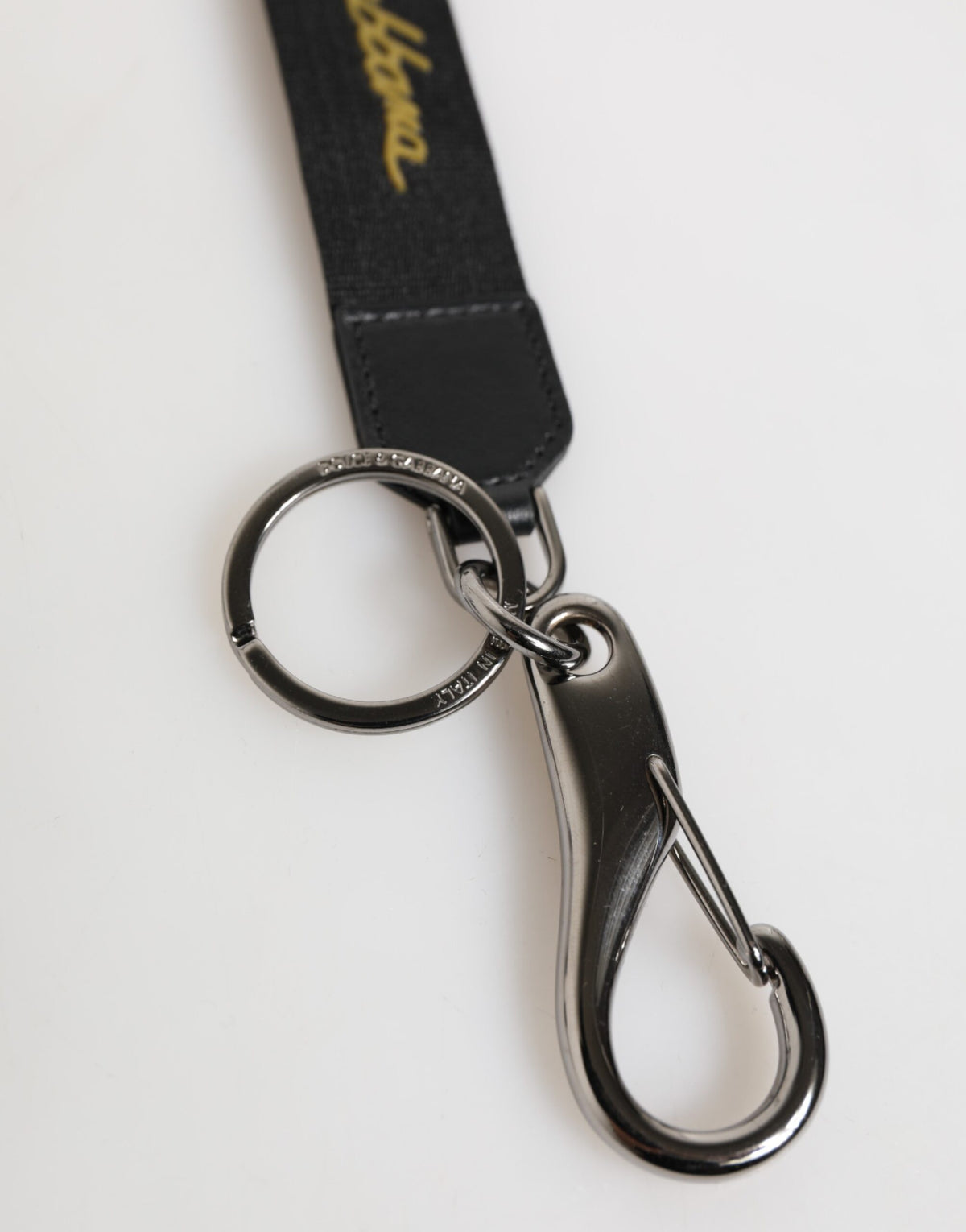 Dolce & Gabbana Black Yellow DG Logo Keychain