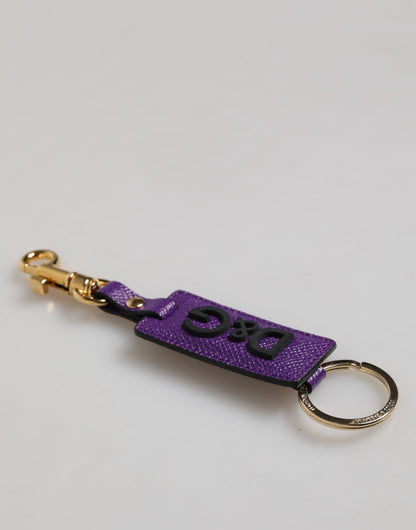 Dolce & Gabbana Purple DG Logo Leather Keyring