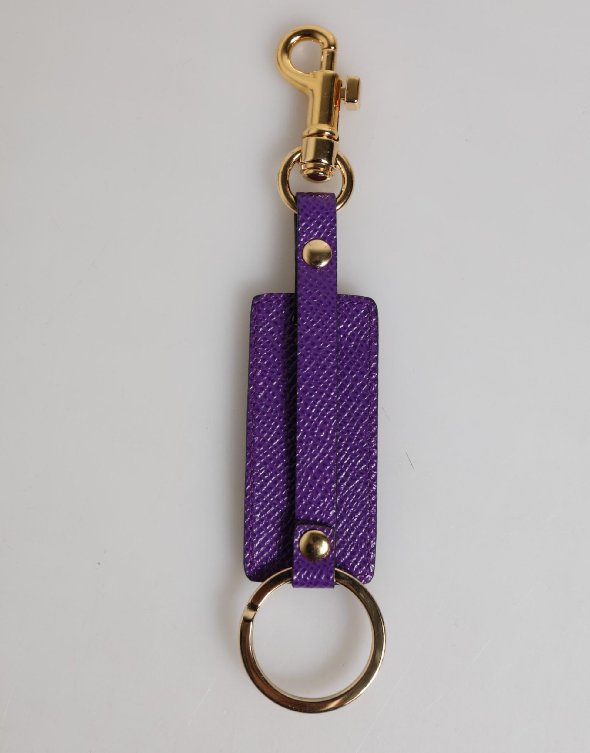 Dolce & Gabbana Purple DG Logo Leather Keyring