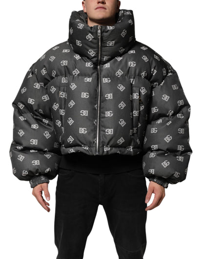 Dolce & Gabbana Black DG Monogram Full Zip Puffer Men's Jacket