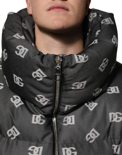 Dolce & Gabbana Black DG Monogram Full Zip Puffer Men's Jacket
