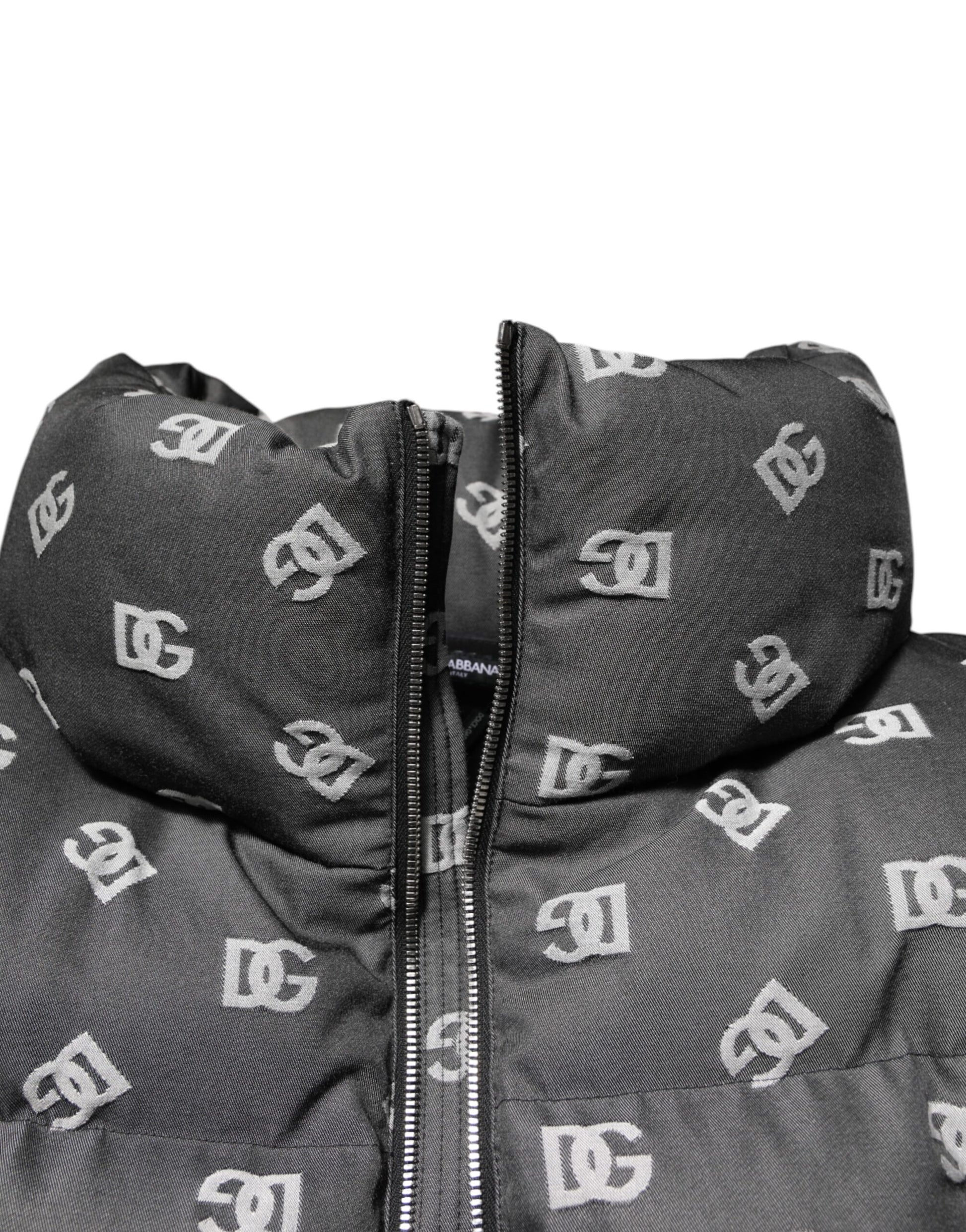 Dolce & Gabbana Black DG Monogram Full Zip Puffer Men's Jacket