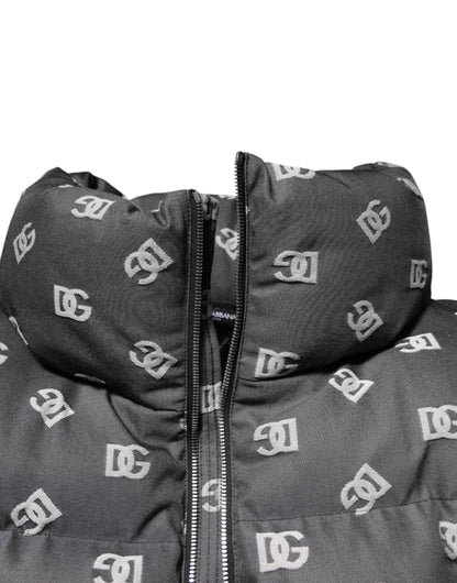 Dolce & Gabbana Black DG Monogram Full Zip Puffer Men's Jacket