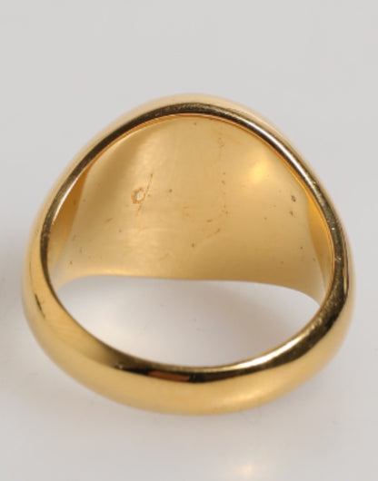 Dolce & Gabbana Gold Tone Real Brass Red DG Logo Men's Ring