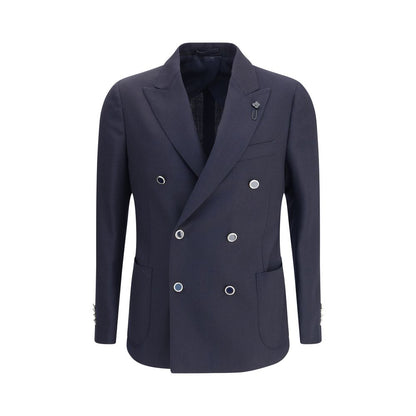 Lardini Double-breasted Blazer in Herringbone Wool