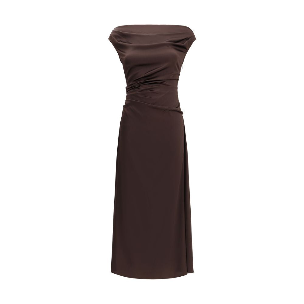 Staud Brown Maxi Phare Off Shoulder Dress