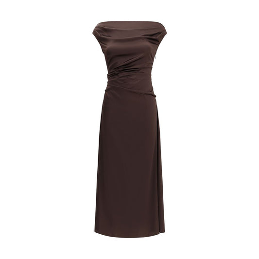 Staud Brown Maxi Phare Off Shoulder Dress