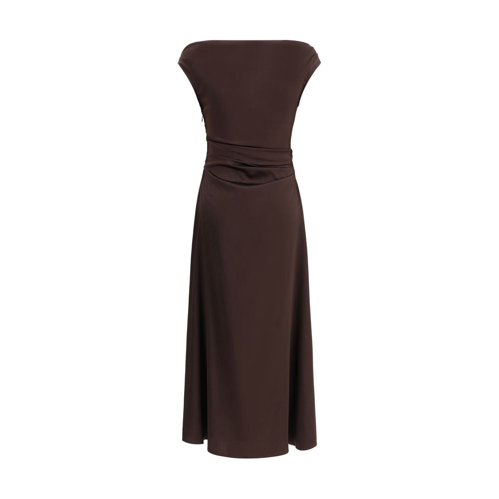Staud Brown Maxi Phare Off Shoulder Dress