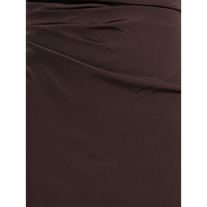 Staud Brown Maxi Phare Off Shoulder Dress