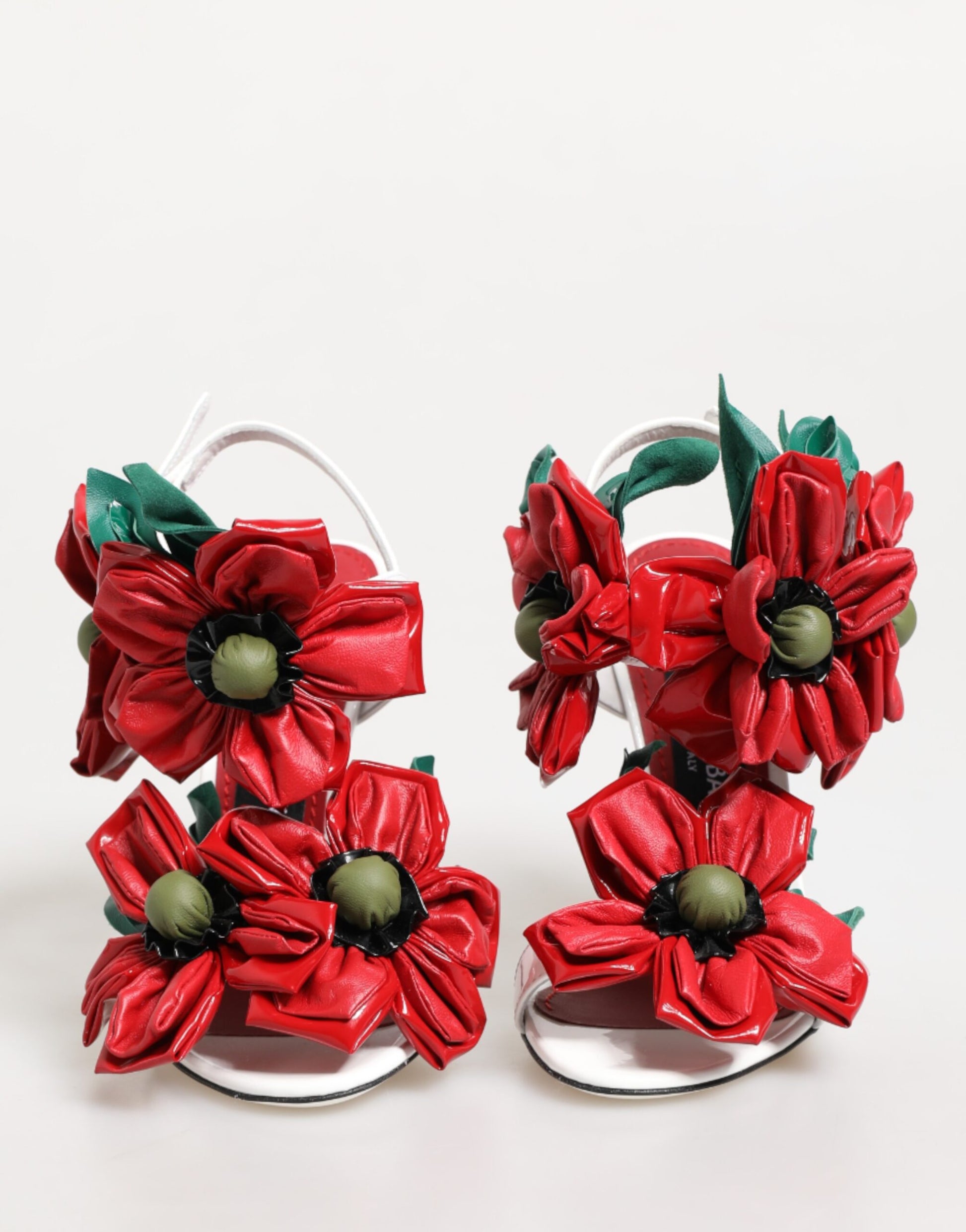Dolce & Gabbana White Red Floral Detailing Sandals