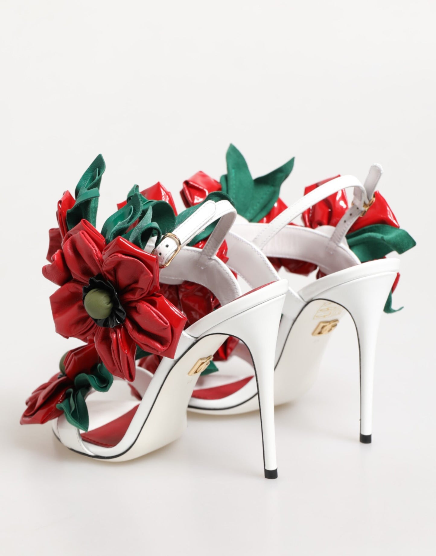 Dolce & Gabbana White Red Floral Detailing Sandals