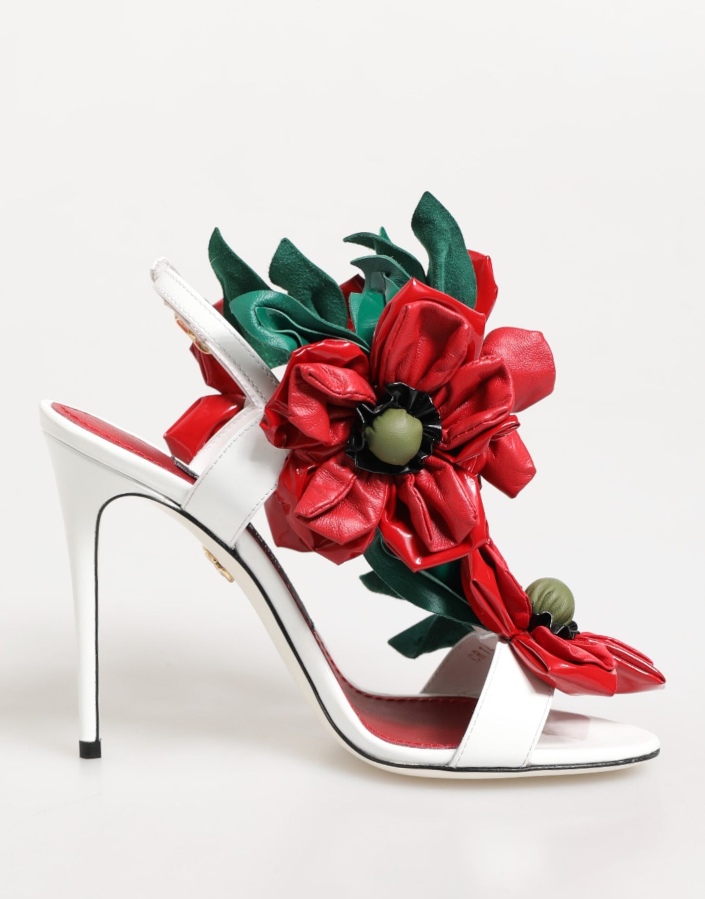 Dolce & Gabbana White Red Floral Detailing Sandals