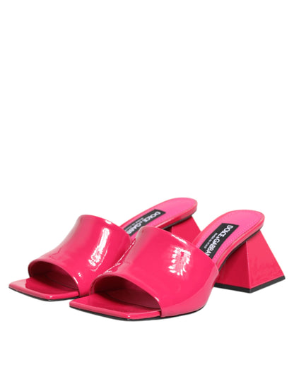 Dolce & Gabbana Pink Open Toe Block Heel Mules Sandals