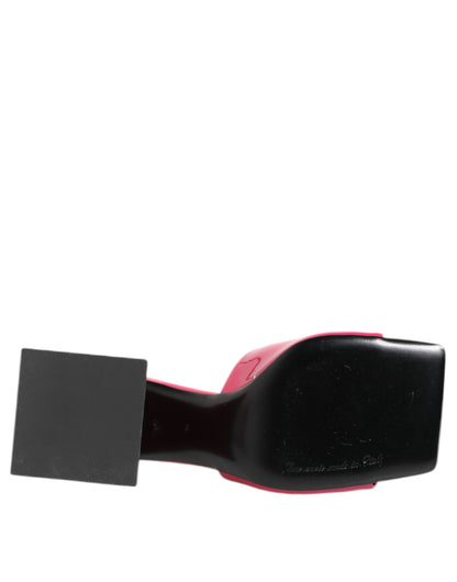 Dolce & Gabbana Pink Open Toe Block Heel Mules Sandals