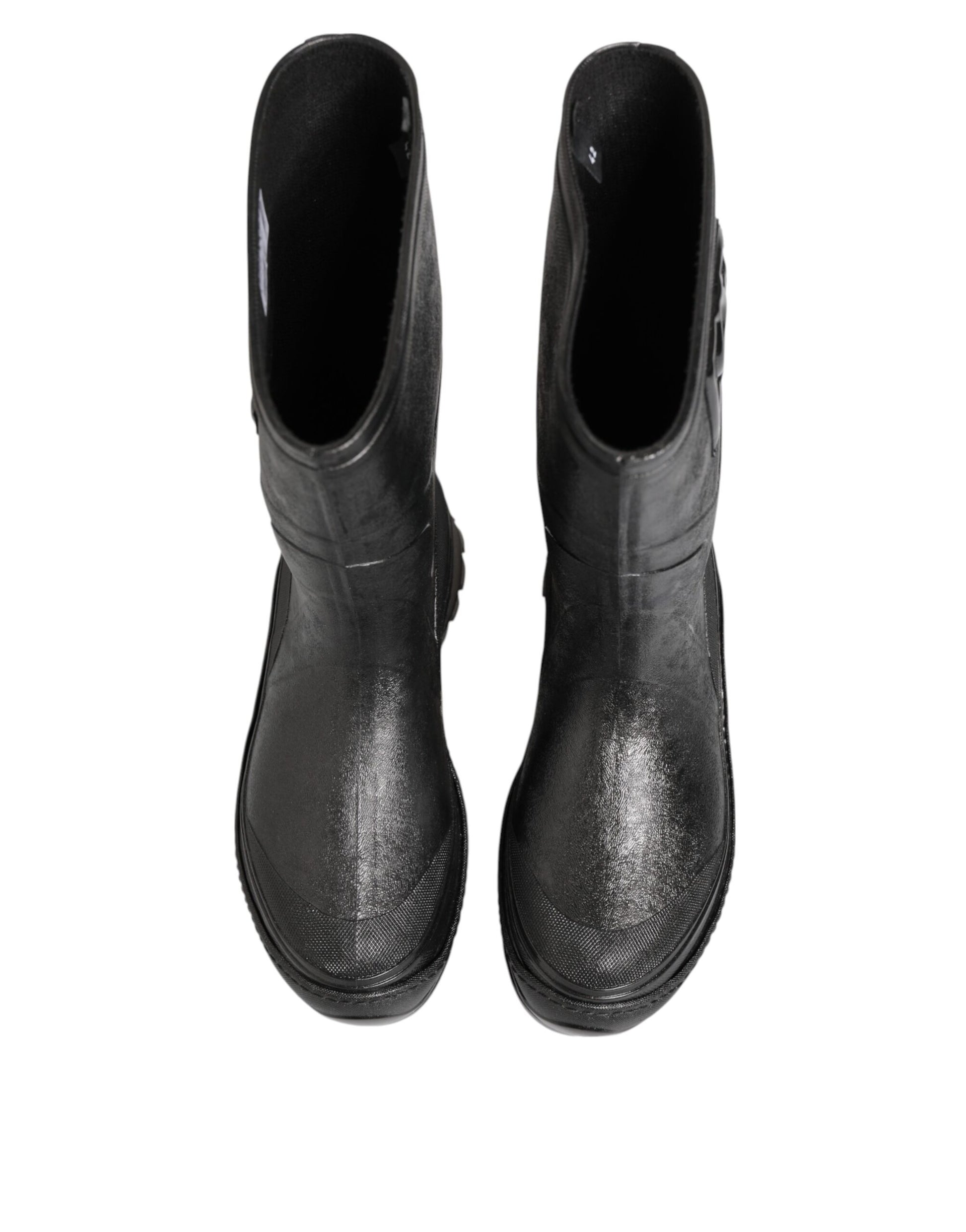 Dolce & Gabbana Metallic Black Pull On Rain Boots for Men