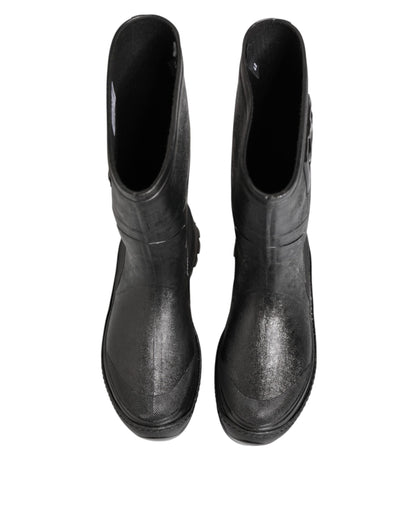 Dolce & Gabbana Metallic Black Pull On Rain Boots for Men