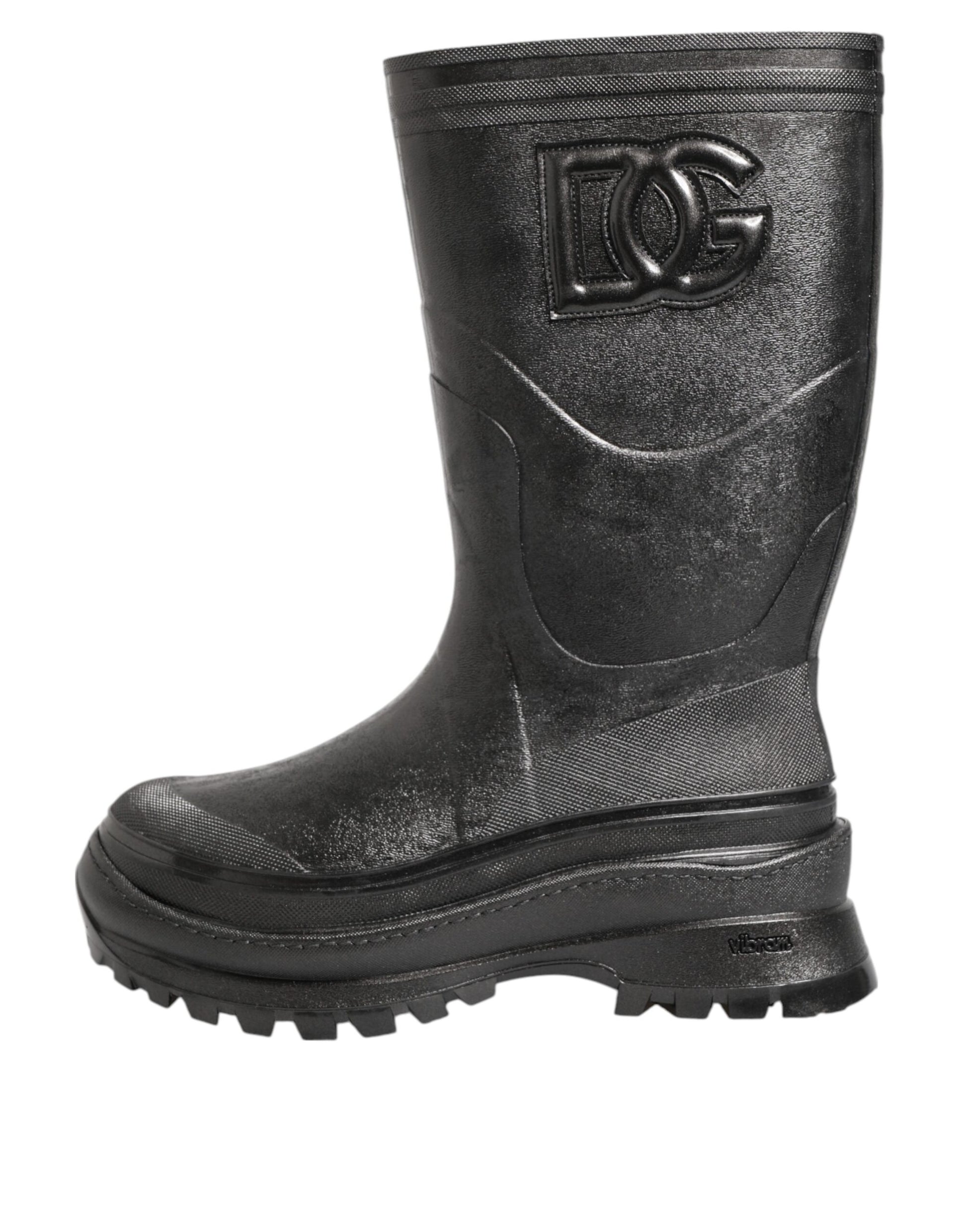 Dolce & Gabbana Metallic Black Pull On Rain Boots for Men