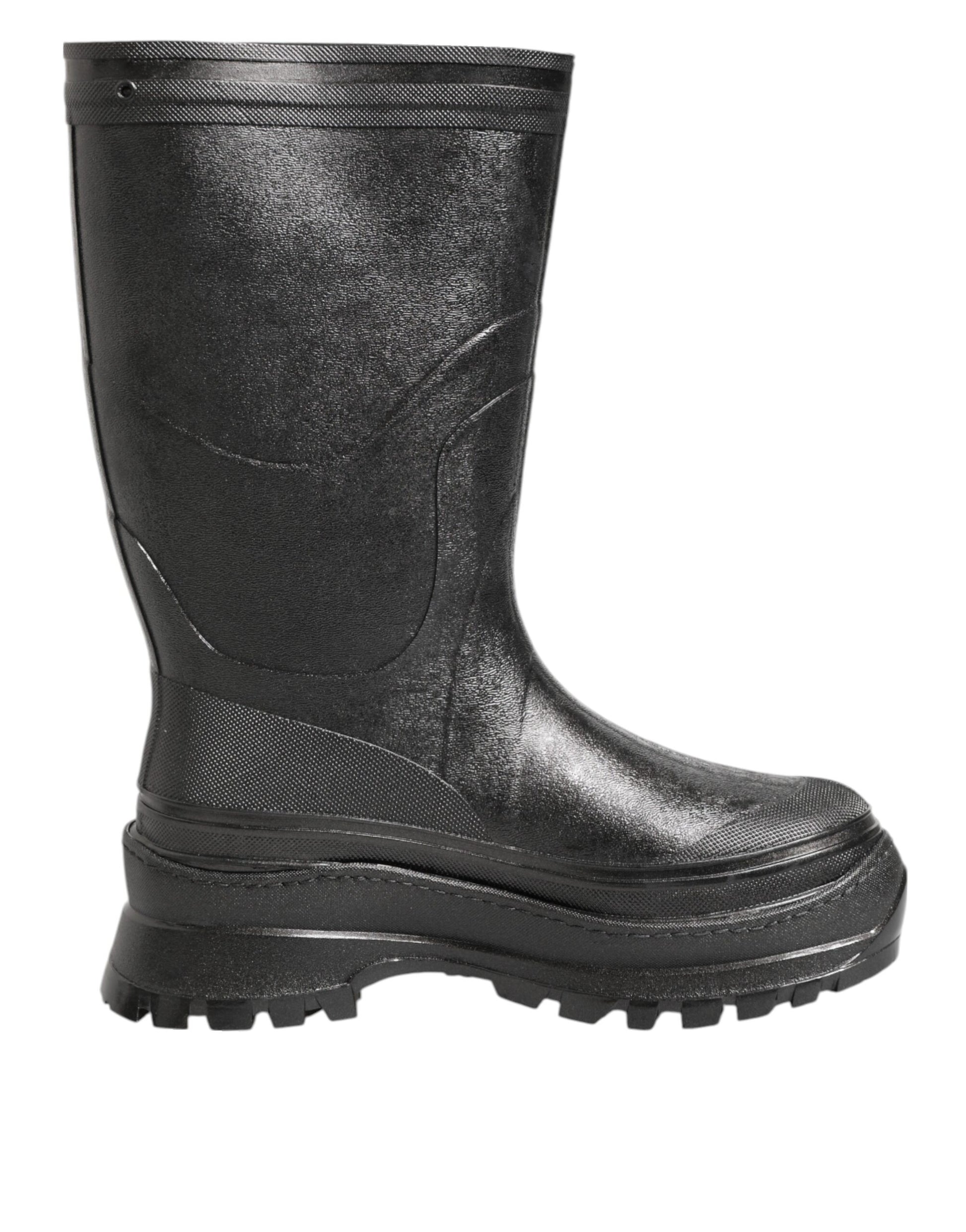 Dolce & Gabbana Metallic Black Pull On Rain Boots for Men