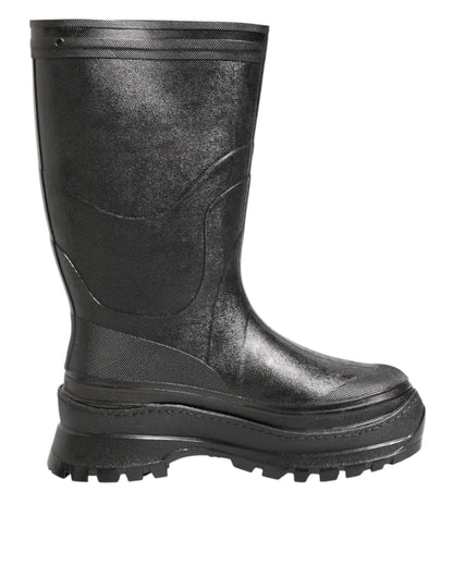 Dolce & Gabbana Metallic Black Pull On Rain Boots for Men