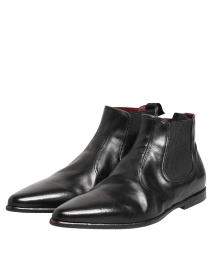 Dolce & Gabbana Black Chelsea Slip On Men's Ankle Boots
