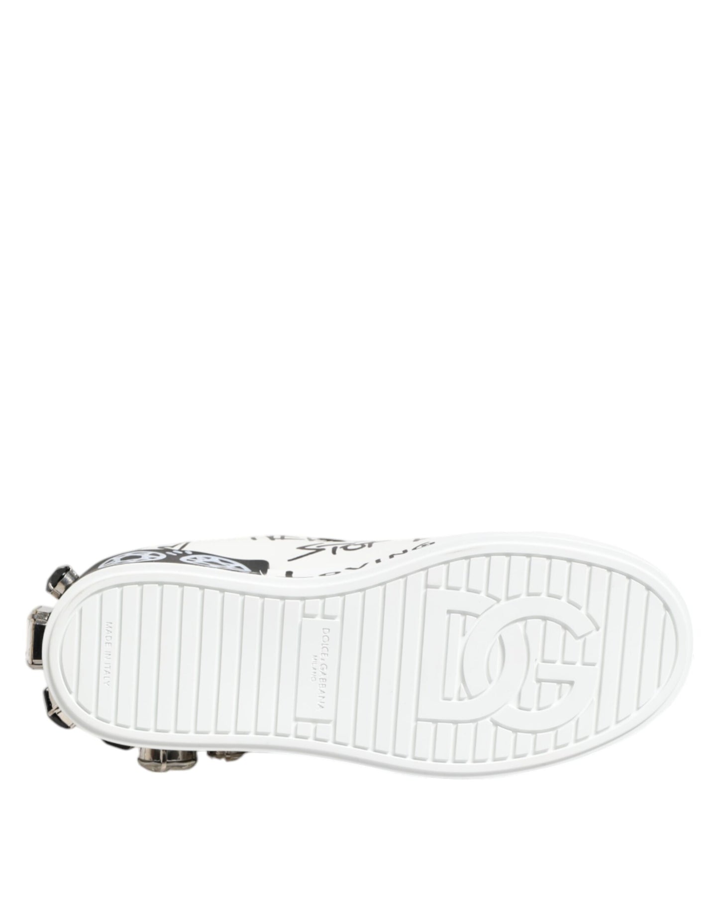 Dolce & Gabbana White Portofino Crystal Sneakers