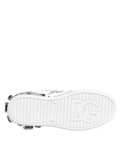 Dolce & Gabbana White Portofino Crystal Sneakers