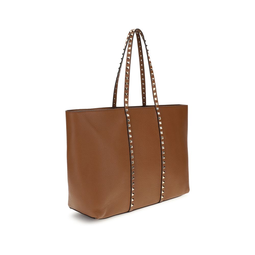 Valentino Garavani Medium Rockstud Tote Bag in Garnet Leather