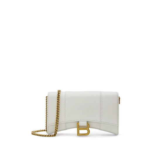 Balenciaga White Leather Hourglass Wallet Shoulder Bag