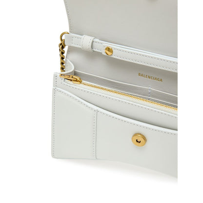 Balenciaga White Leather Hourglass Wallet Shoulder Bag