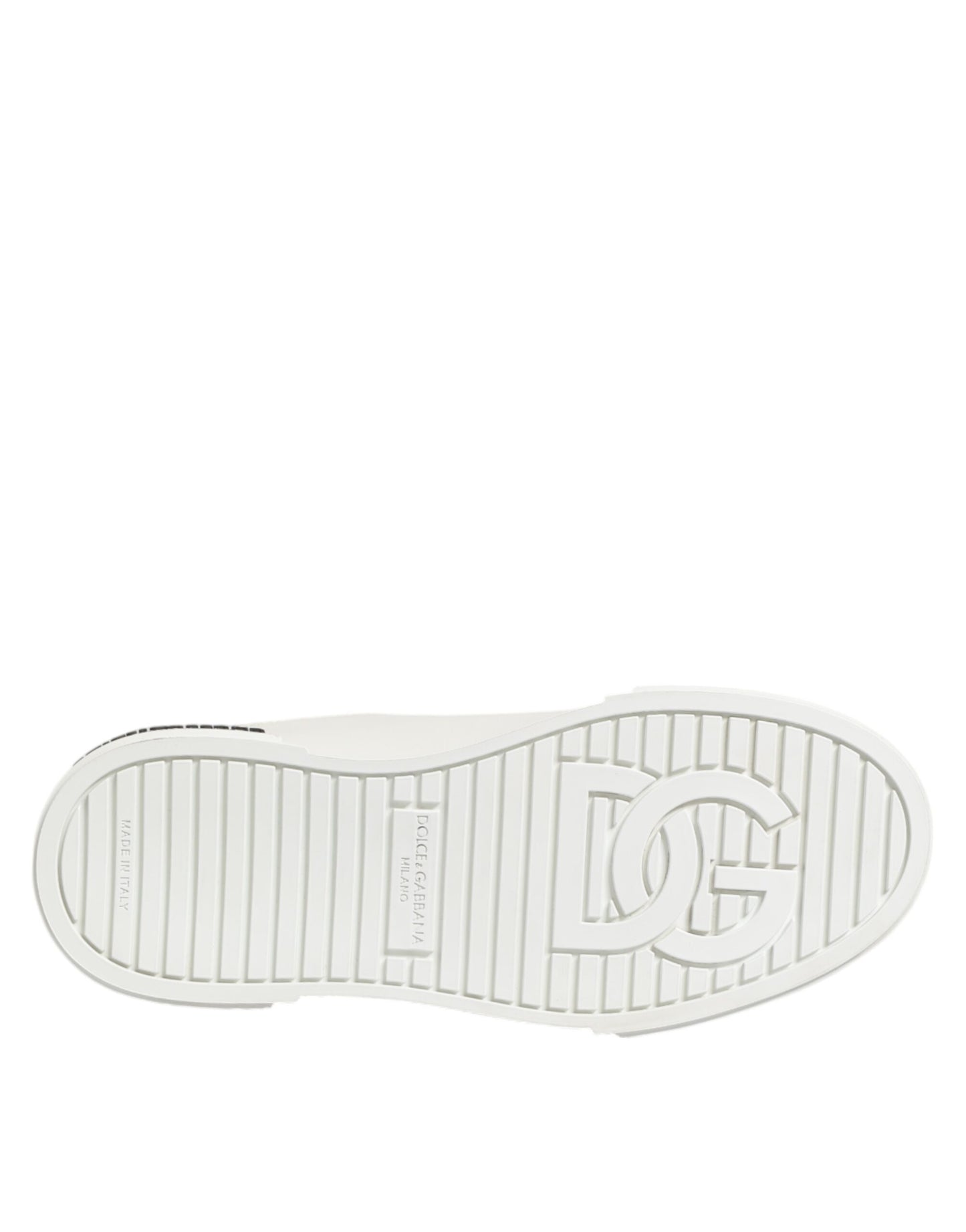 Dolce & Gabbana White & Black Leather Portofino Sneakers for Men