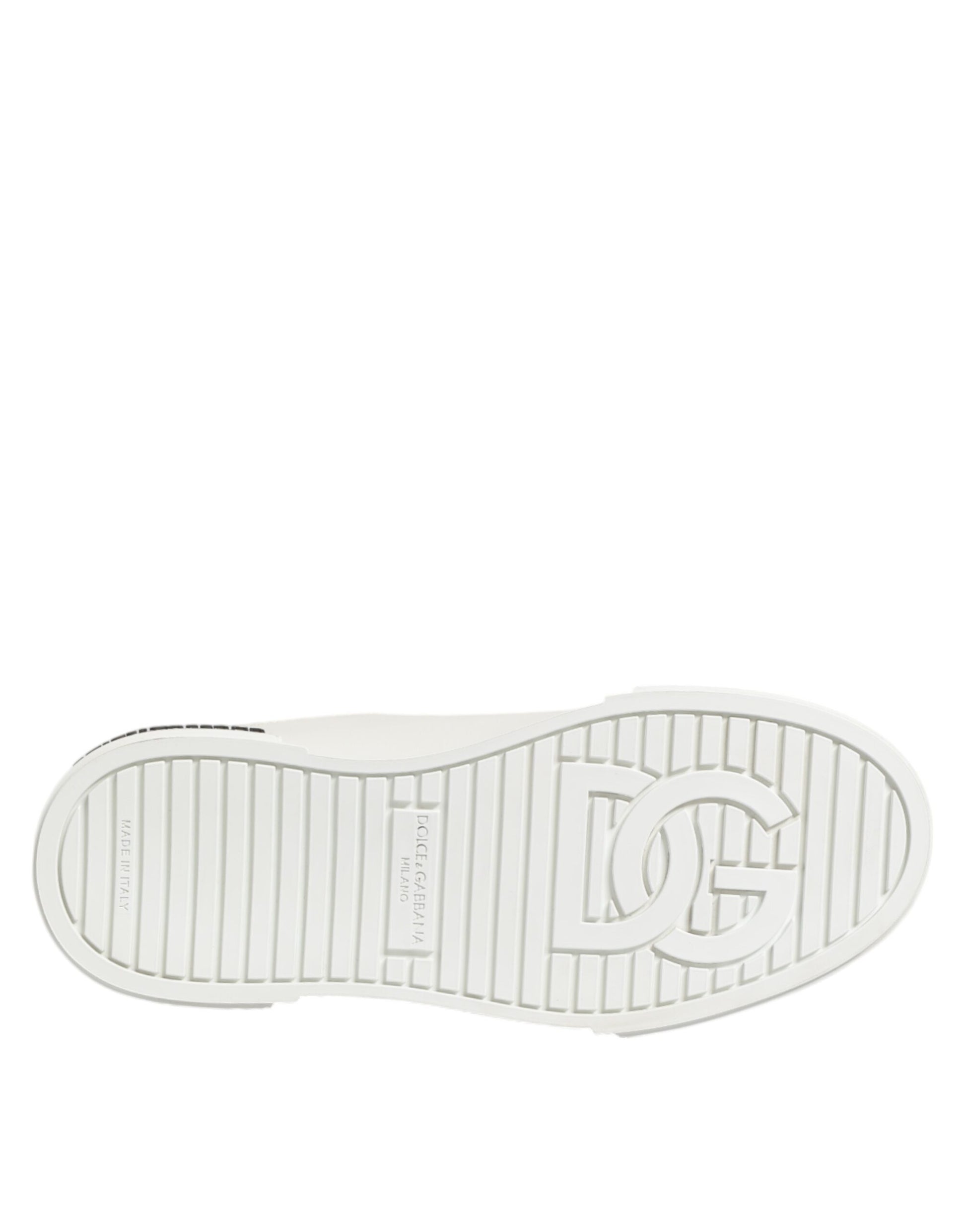 Dolce & Gabbana White & Black Leather Portofino Sneakers for Men