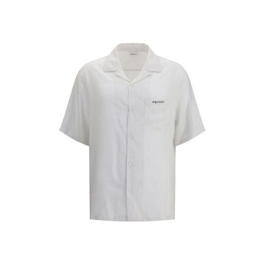 Alexander McQueen Thin Striped White Short Sleeved Shirt for Men