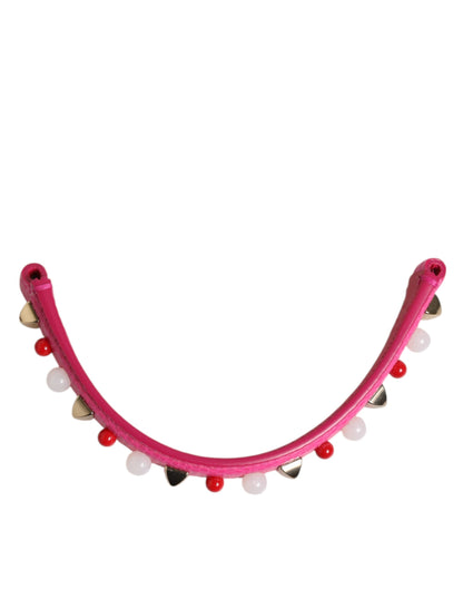 Dolce & Gabbana Pink Embellished Leather Shoulder Strap