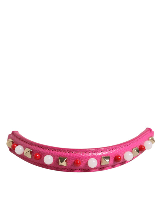 Dolce & Gabbana Pink Embellished Leather Shoulder Strap