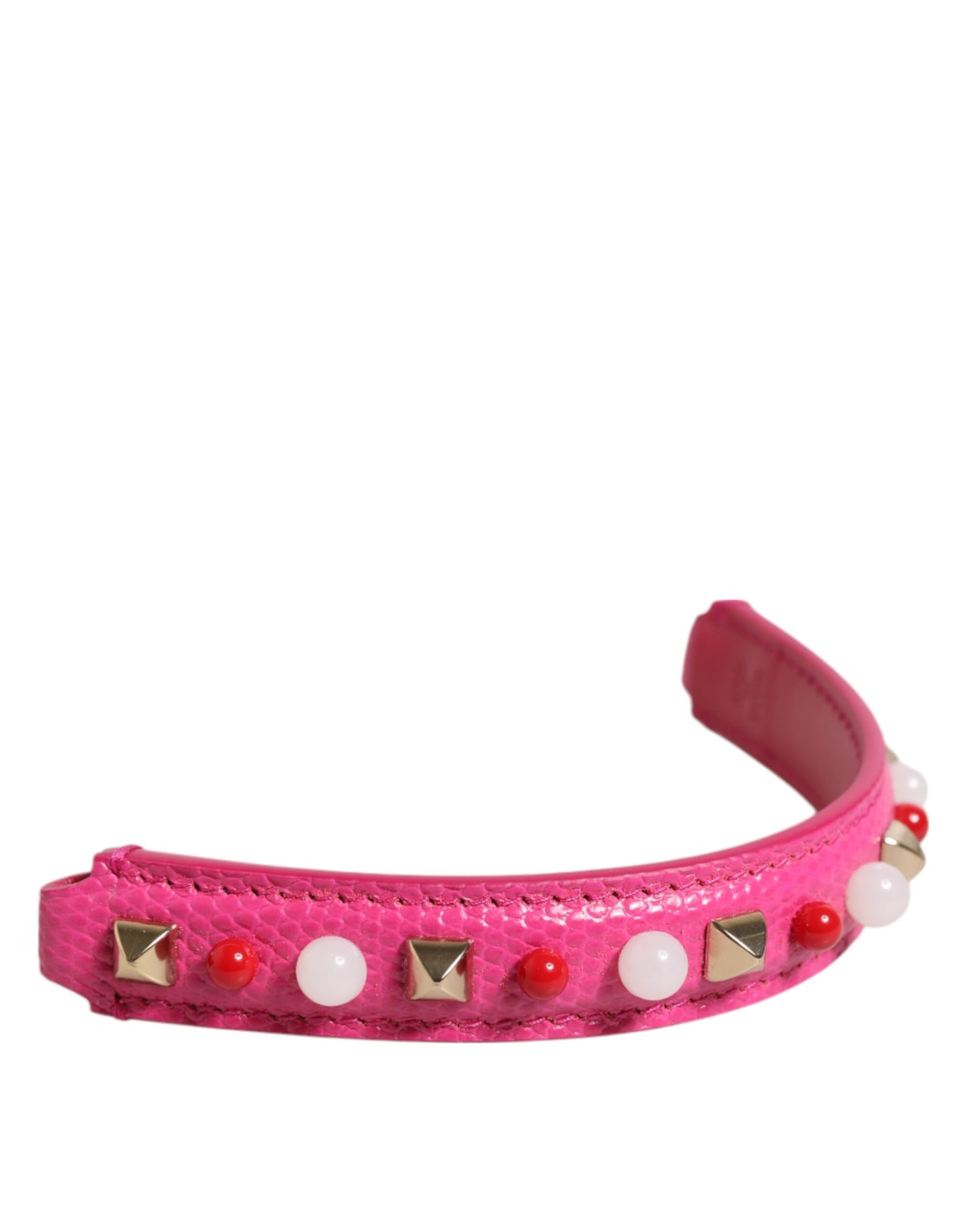 Dolce & Gabbana Pink Embellished Leather Shoulder Strap