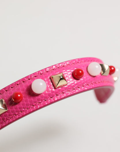 Dolce & Gabbana Pink Embellished Leather Shoulder Strap