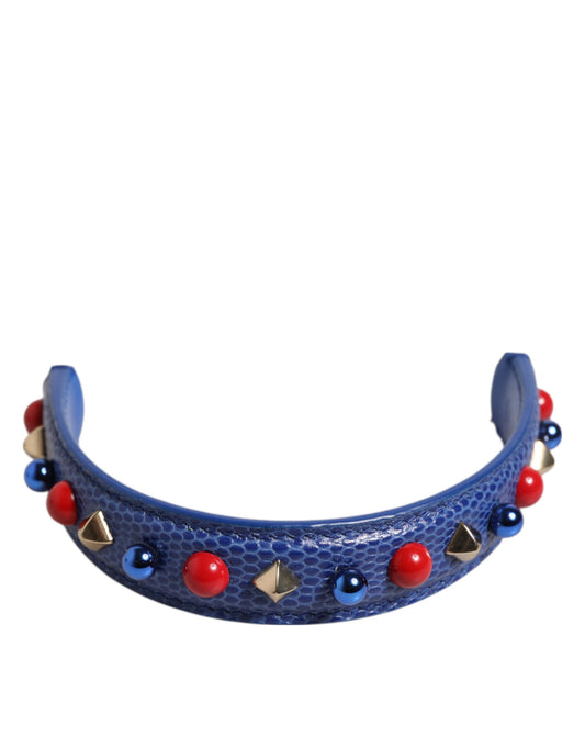 Dolce & Gabbana Blue Embellished Leather Bag Handle Shoulder Strap