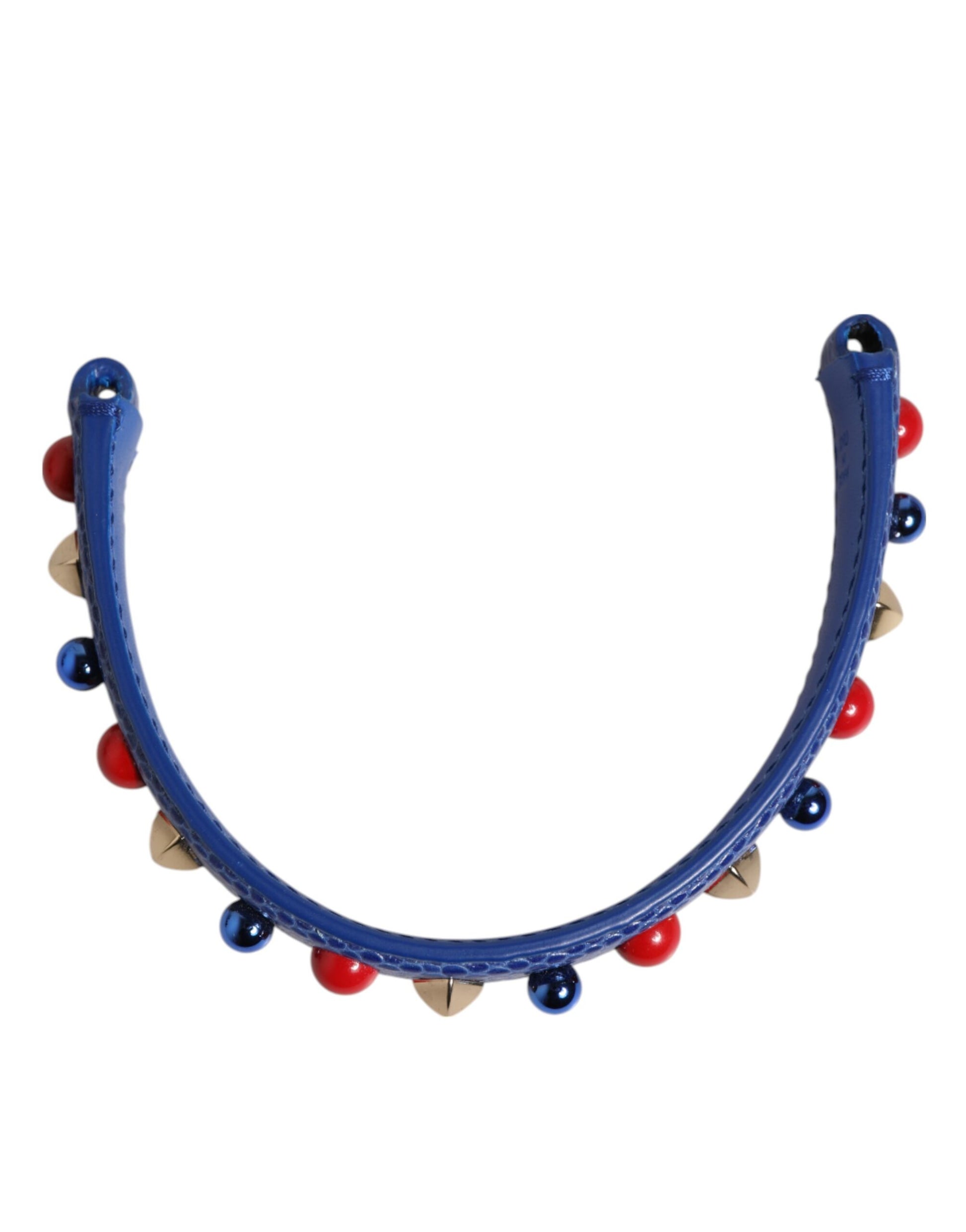 Dolce & Gabbana Blue Embellished Leather Bag Handle Shoulder Strap
