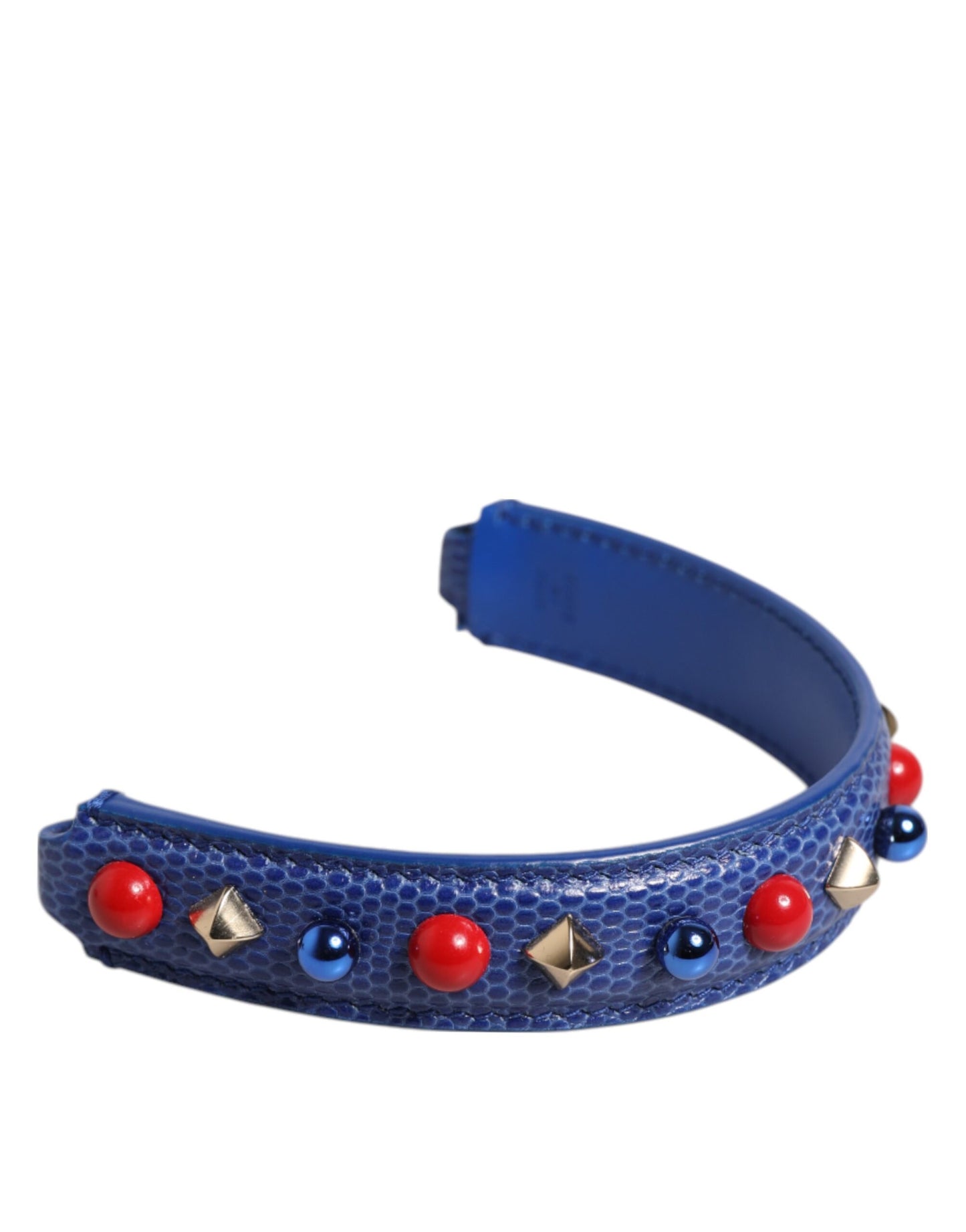 Dolce & Gabbana Blue Embellished Leather Bag Handle Shoulder Strap