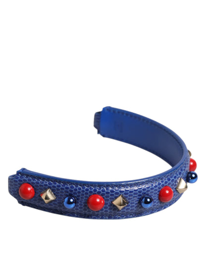 Dolce & Gabbana Blue Embellished Leather Bag Handle Shoulder Strap