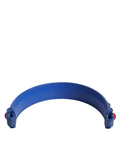 Dolce & Gabbana Blue Embellished Leather Bag Handle Shoulder Strap