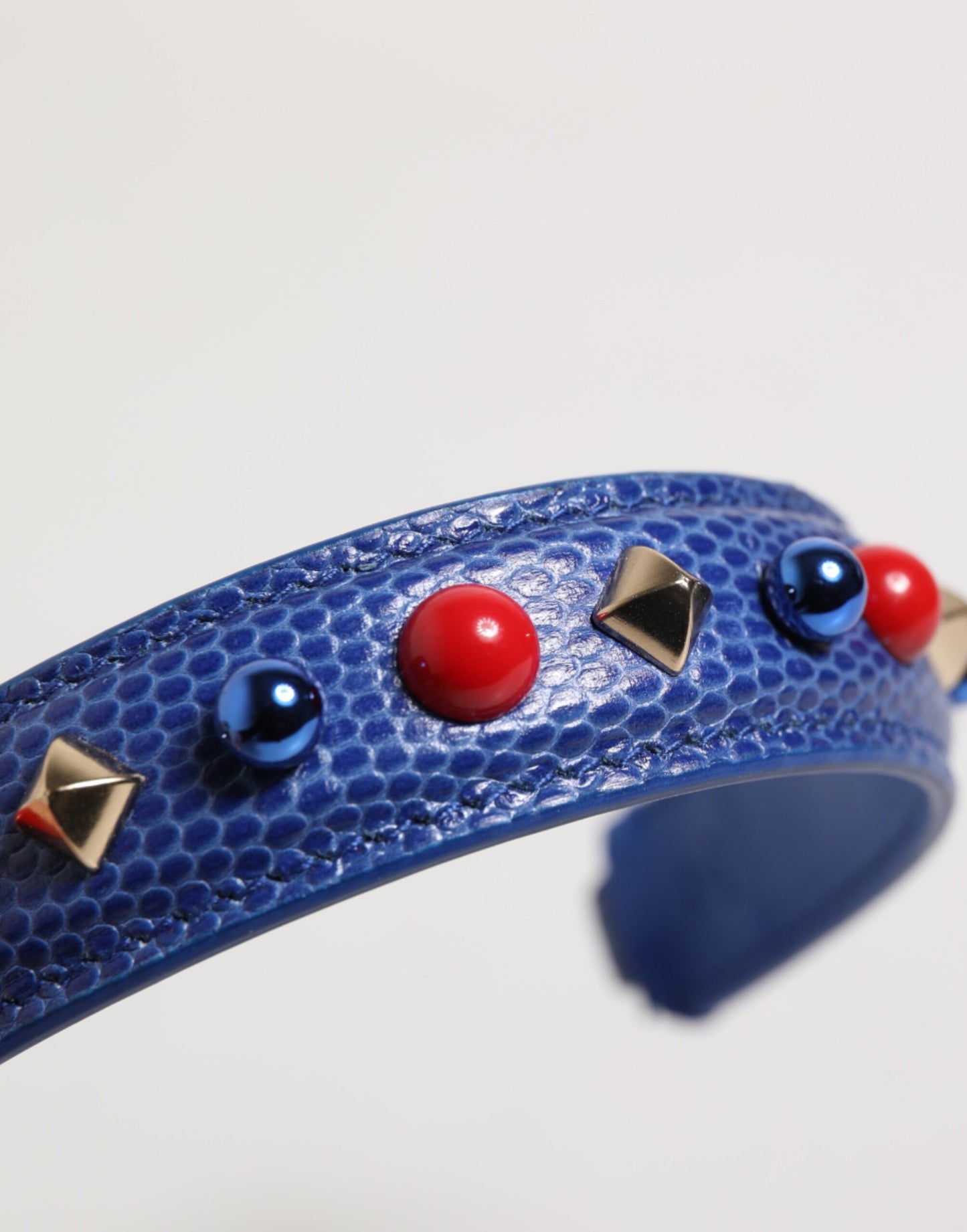 Dolce & Gabbana Blue Embellished Leather Bag Handle Shoulder Strap