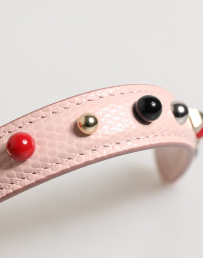 Dolce & Gabbana Light Pink Embellished Leather Shoulder Strap
