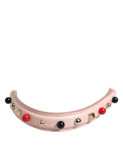 Dolce & Gabbana Light Pink Embellished Leather Shoulder Strap
